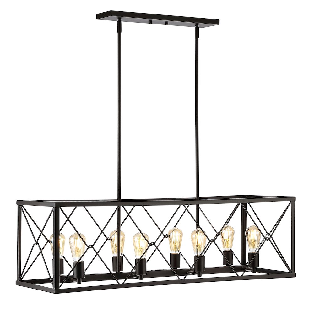 Galax 8-Light Adjustable Iron Farmhouse Industrial Led Dimmable Pendant. Picture 1