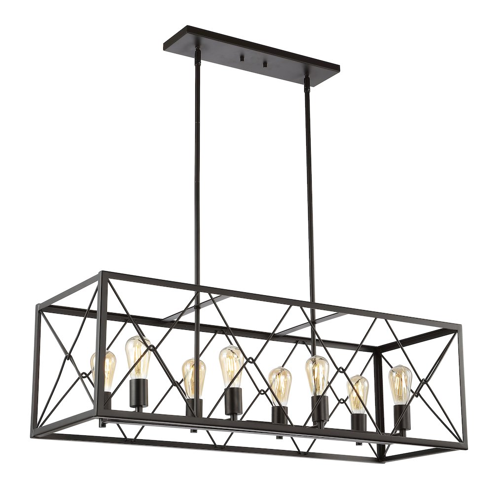Galax 8-Light Adjustable Iron Farmhouse Industrial Led Dimmable Pendant. Picture 5