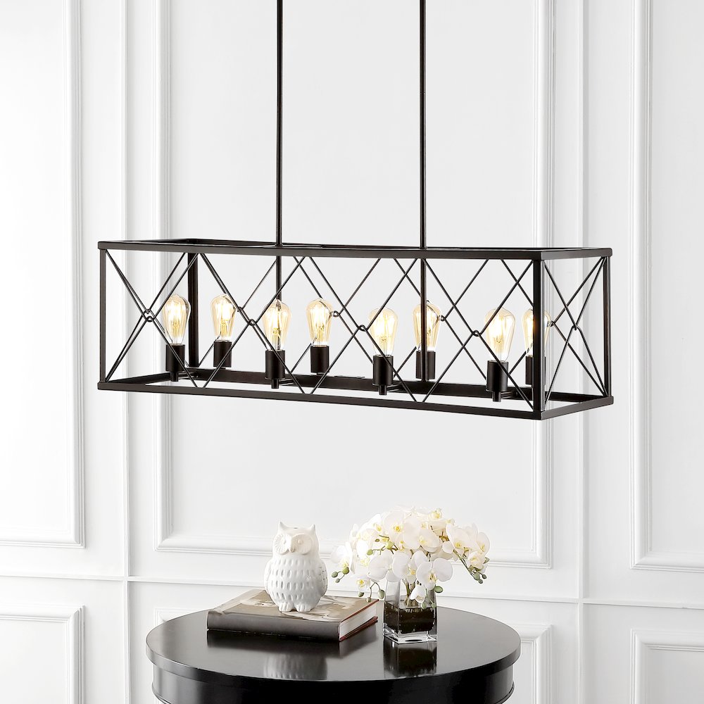 Galax 8-Light Adjustable Iron Farmhouse Industrial Led Dimmable Pendant. Picture 11