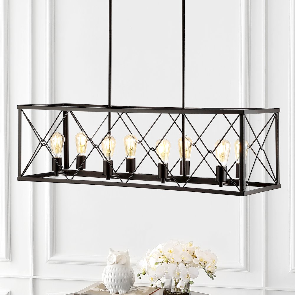 Galax 8-Light Adjustable Iron Farmhouse Industrial Led Dimmable Pendant. Picture 9