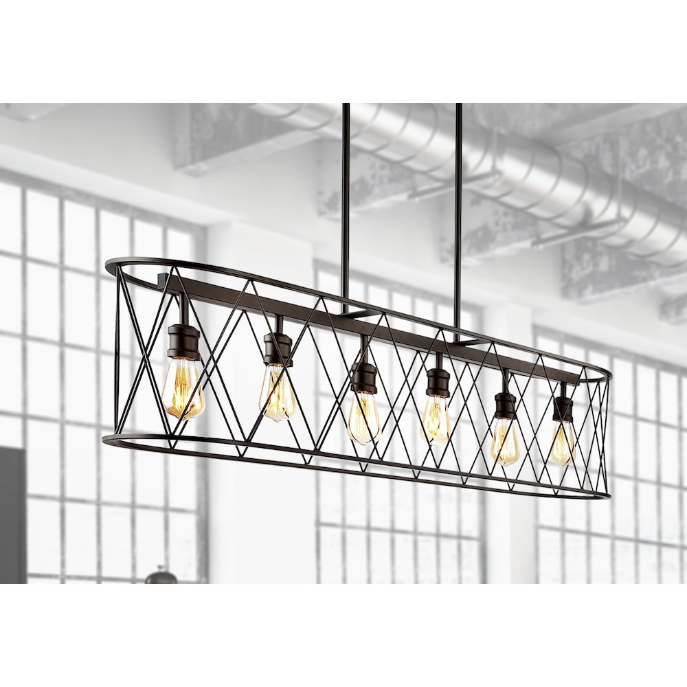Marion Adjustable Iron Farmhouse Rustic Led Dimmable Pendant. Picture 14