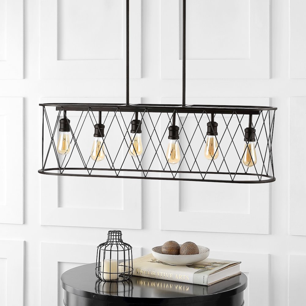 Marion Adjustable Iron Farmhouse Rustic Led Dimmable Pendant. Picture 12