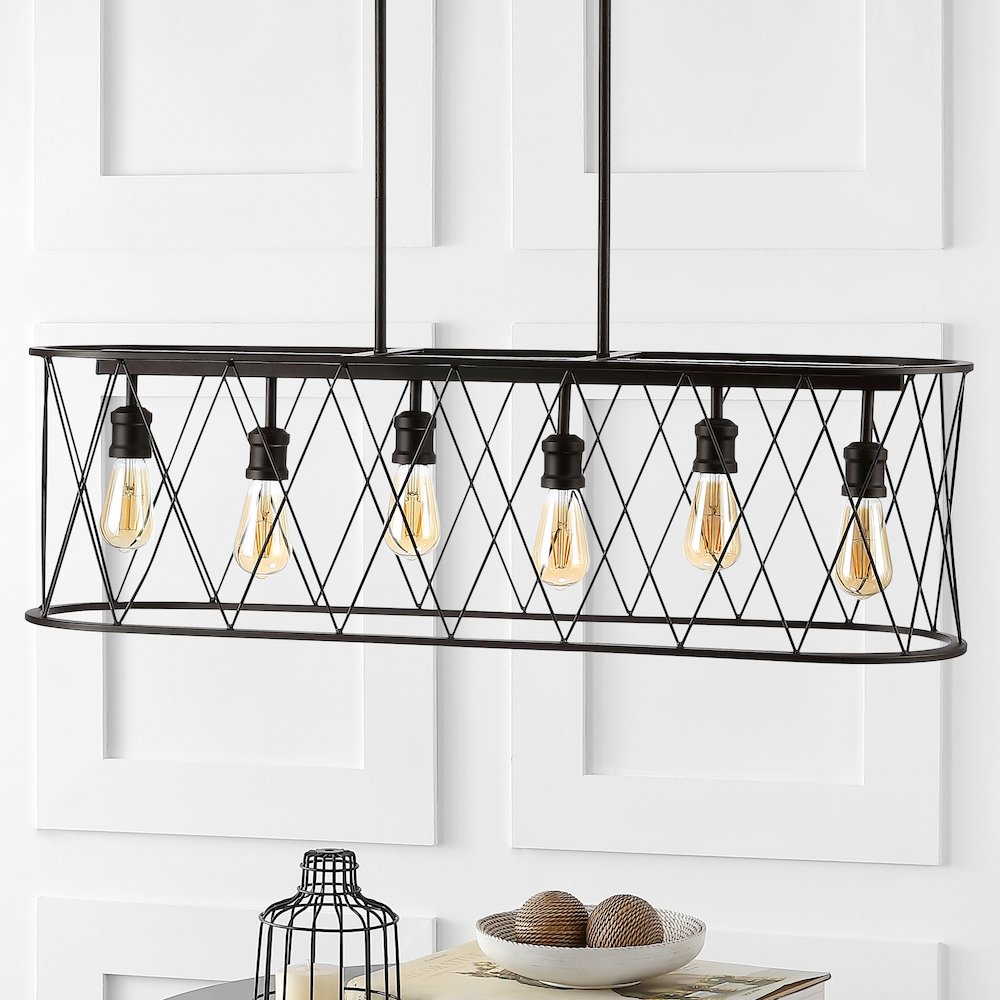 Marion Adjustable Iron Farmhouse Rustic Led Dimmable Pendant. Picture 10