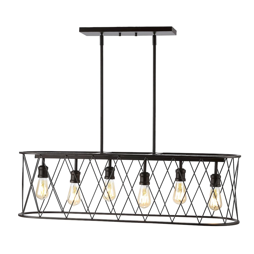 Marion Adjustable Iron Farmhouse Rustic Led Dimmable Pendant. Picture 1