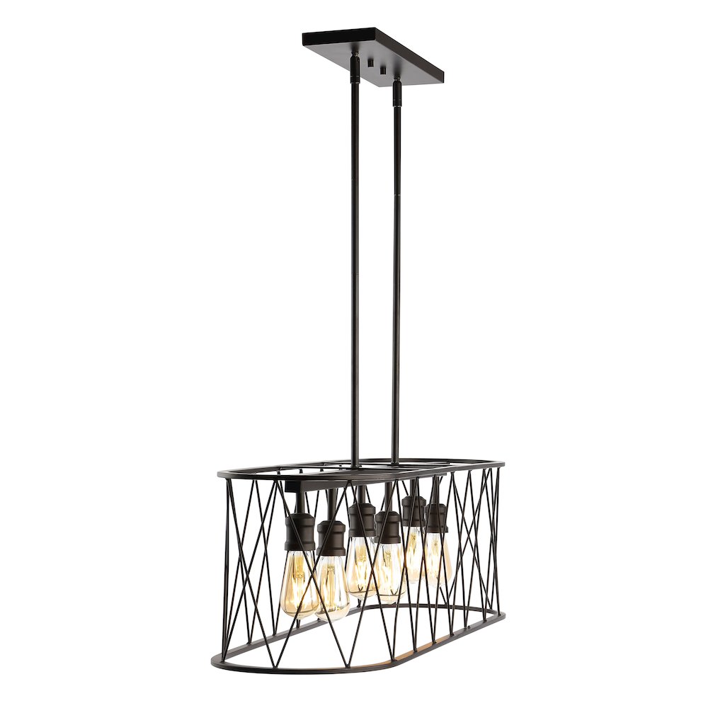 Marion Adjustable Iron Farmhouse Rustic Led Dimmable Pendant. Picture 6