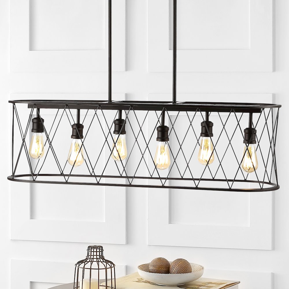 Marion Adjustable Iron Farmhouse Rustic Led Dimmable Pendant. Picture 9