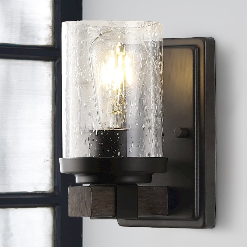 Bungalow Iron/Seeded Glass Rustic Farmhouse Led Vanity Light. Picture 13