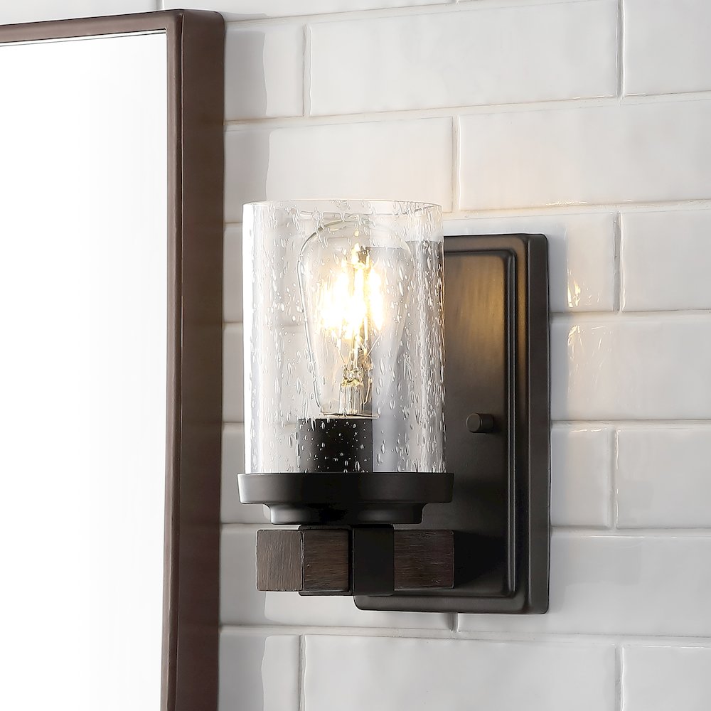 Bungalow Iron/Seeded Glass Rustic Farmhouse Led Vanity Light. Picture 11