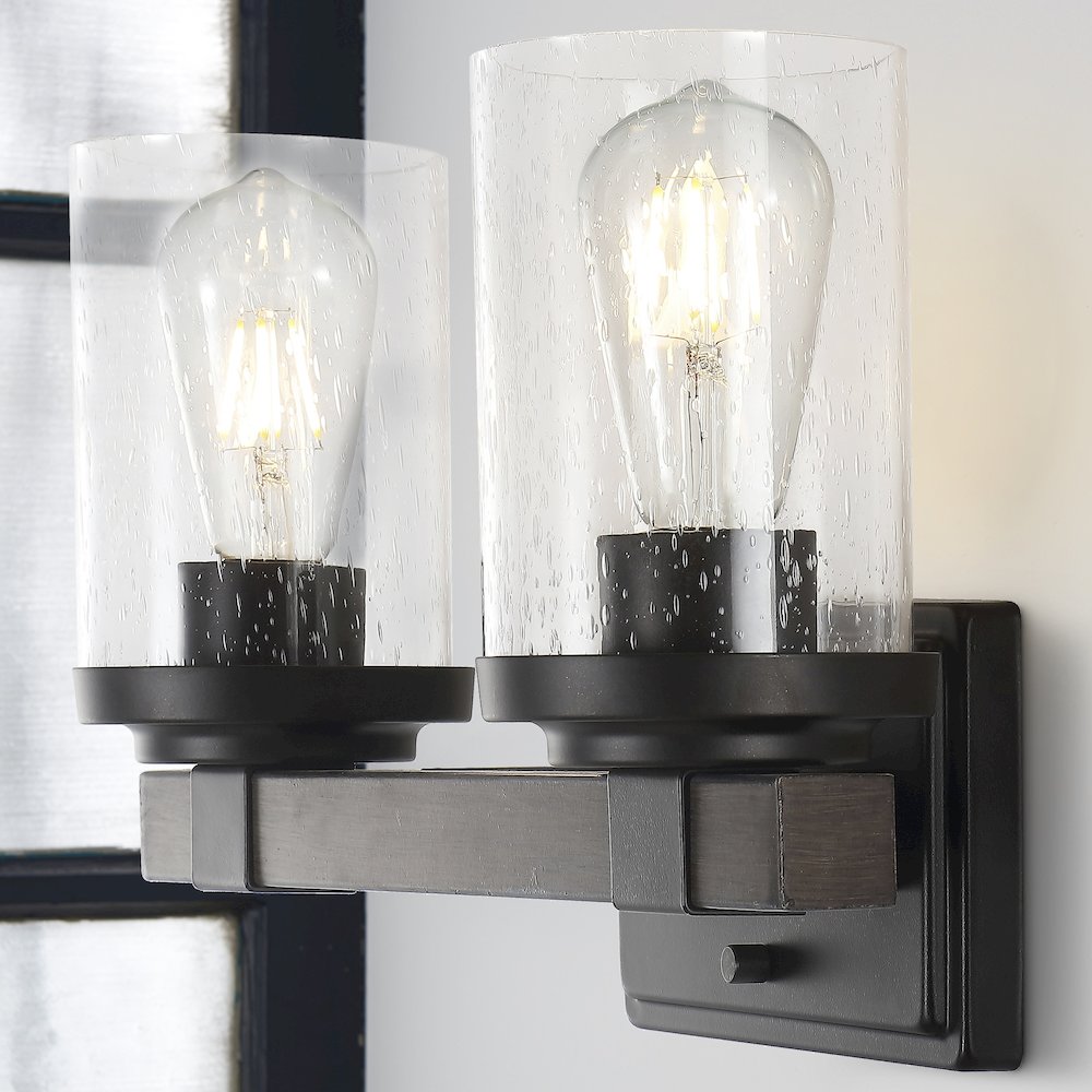 Bungalow Iron/Seeded Glass Rustic Farmhouse Led Vanity Light. Picture 14