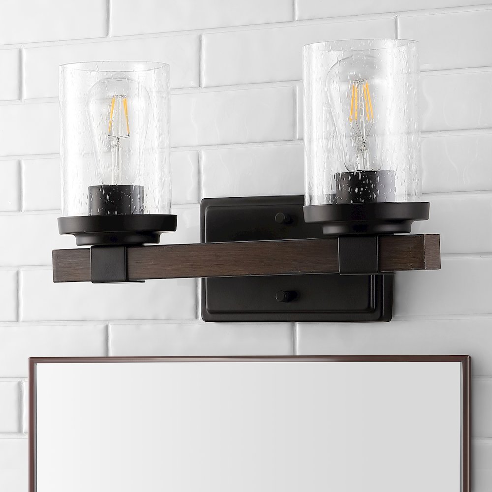 Bungalow Iron/Seeded Glass Rustic Farmhouse Led Vanity Light. Picture 12