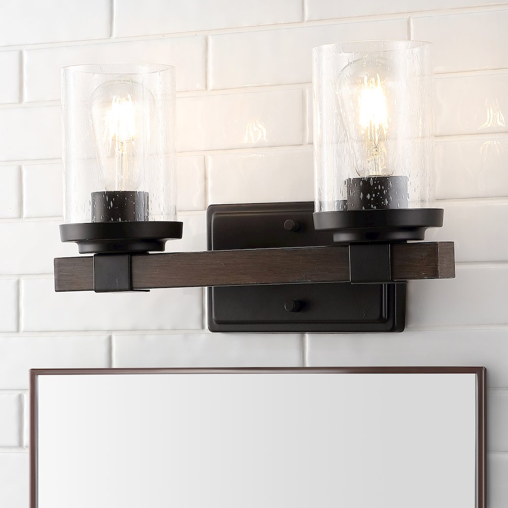 Bungalow Iron/Seeded Glass Rustic Farmhouse Led Vanity Light. Picture 11