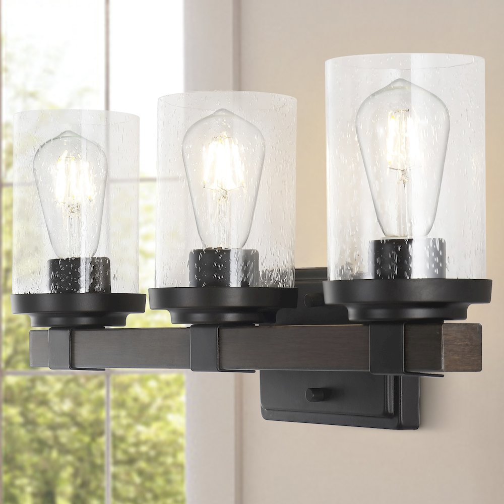 Bungalow Iron/Seeded Glass Rustic Farmhouse Led Vanity Light. Picture 13
