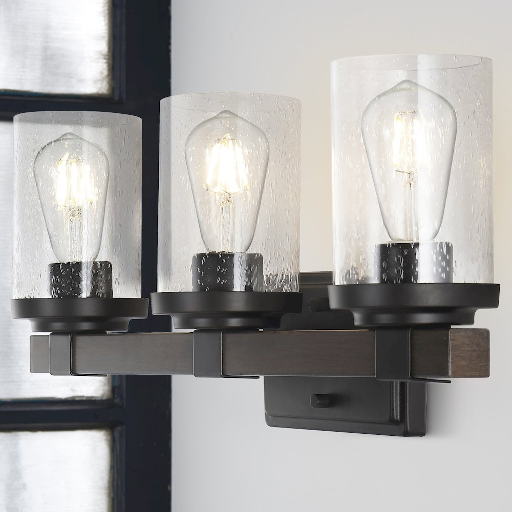 Bungalow Iron/Seeded Glass Rustic Farmhouse Led Vanity Light. Picture 14