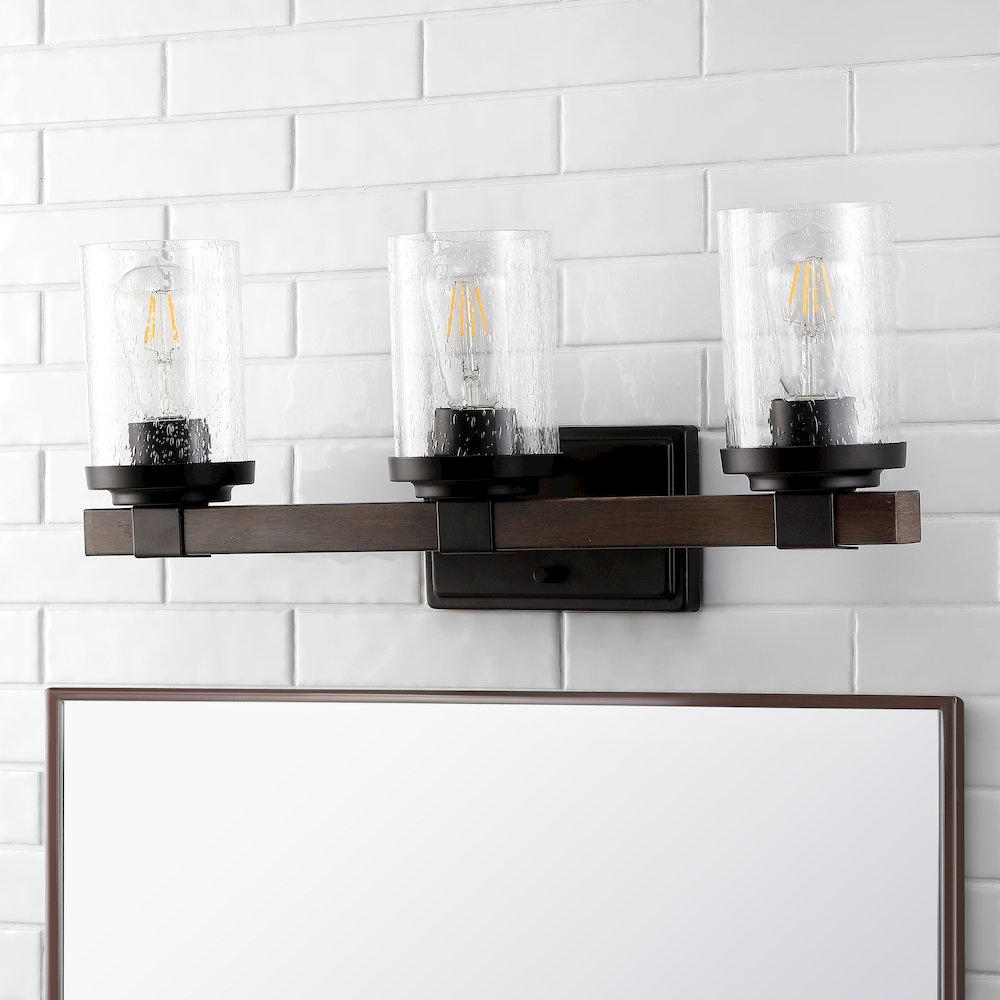 Bungalow Iron/Seeded Glass Rustic Farmhouse Led Vanity Light. Picture 12