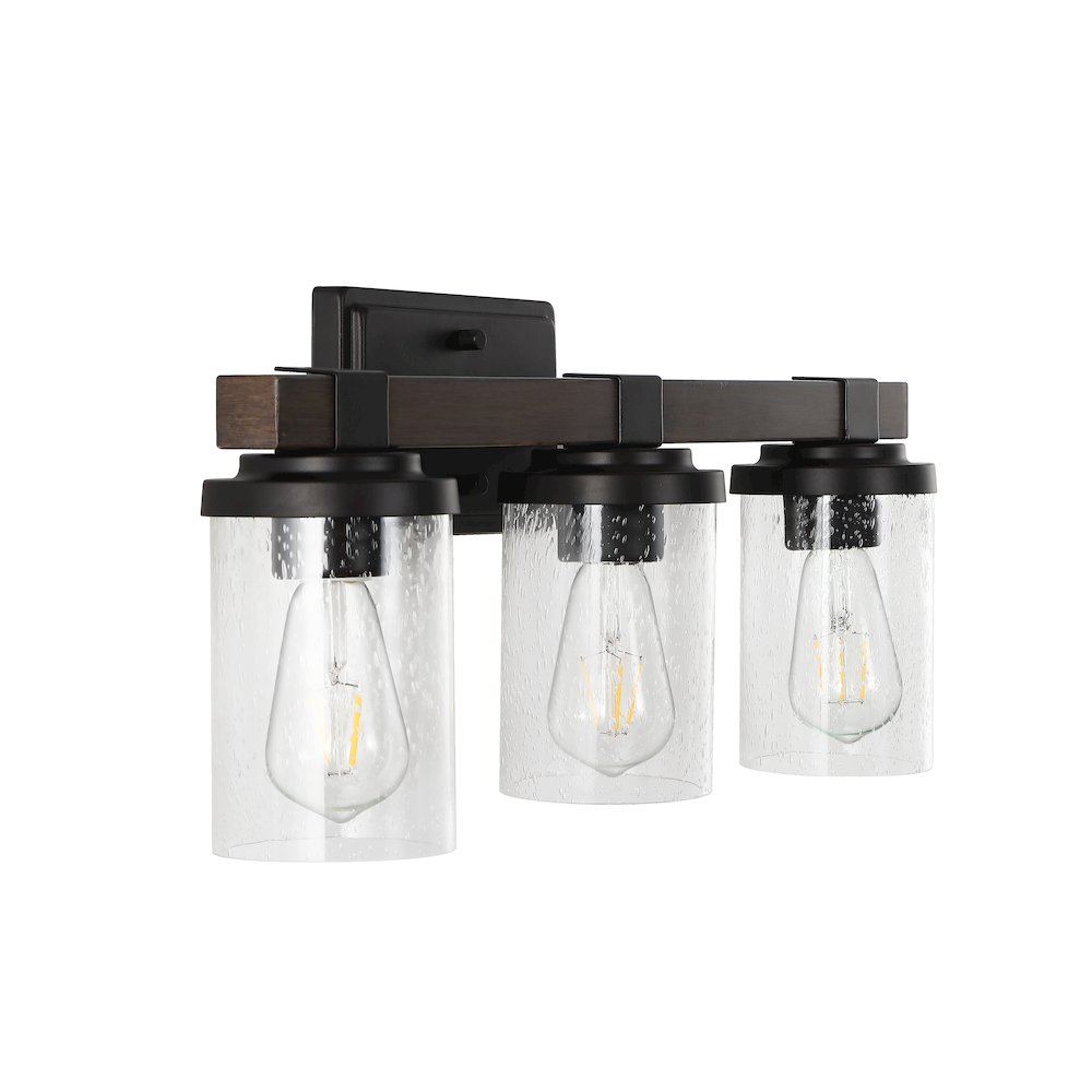 Bungalow Iron/Seeded Glass Rustic Farmhouse Led Vanity Light. Picture 7