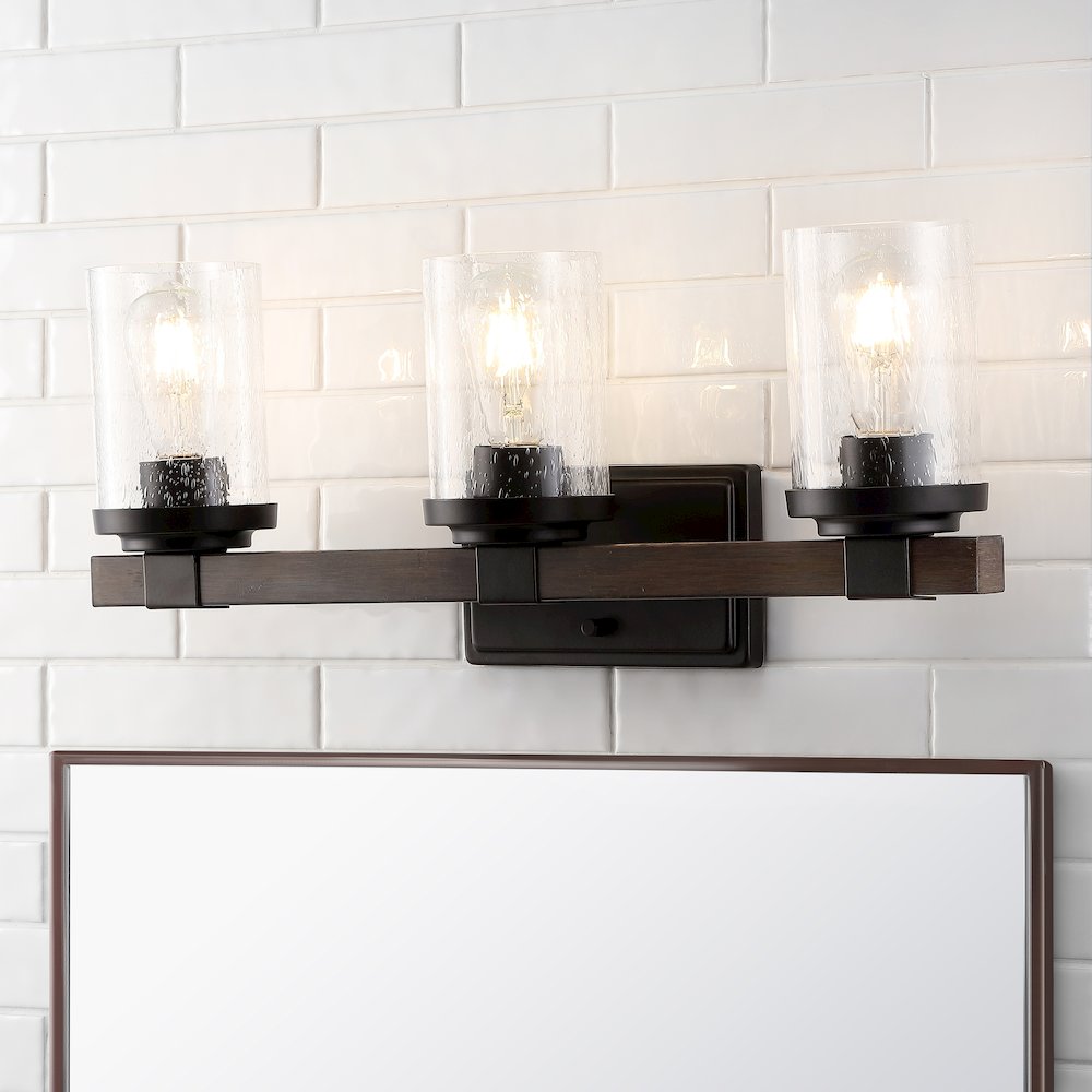 Bungalow Iron/Seeded Glass Rustic Farmhouse Led Vanity Light. Picture 11