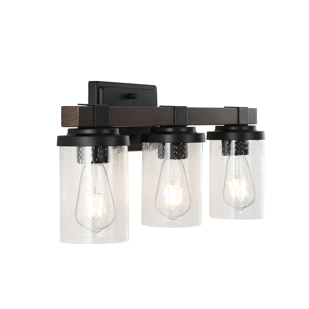 Bungalow Iron/Seeded Glass Rustic Farmhouse Led Vanity Light. Picture 5
