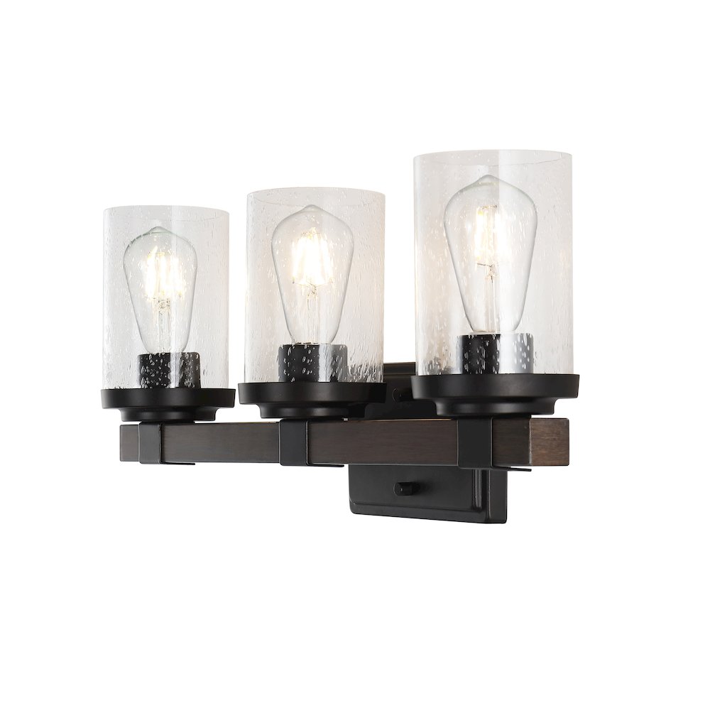 Bungalow Iron/Seeded Glass Rustic Farmhouse Led Vanity Light. Picture 6