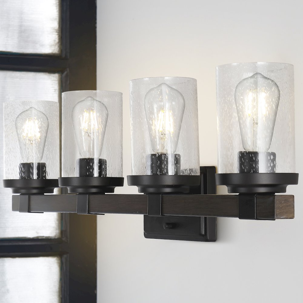 Bungalow Iron/Seeded Glass Rustic Farmhouse Led Vanity Light. Picture 13