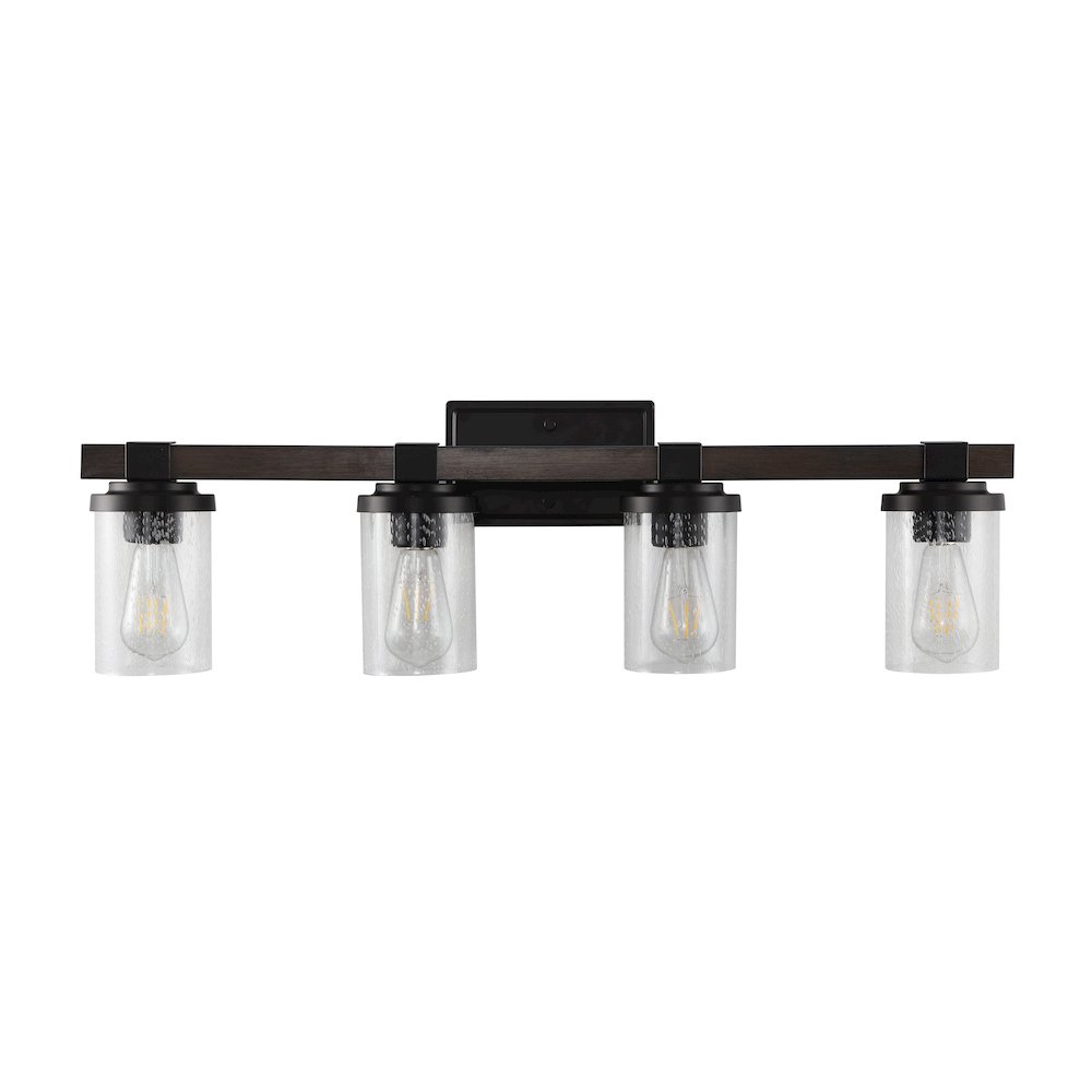 Bungalow Iron/Seeded Glass Rustic Farmhouse Led Vanity Light. Picture 2