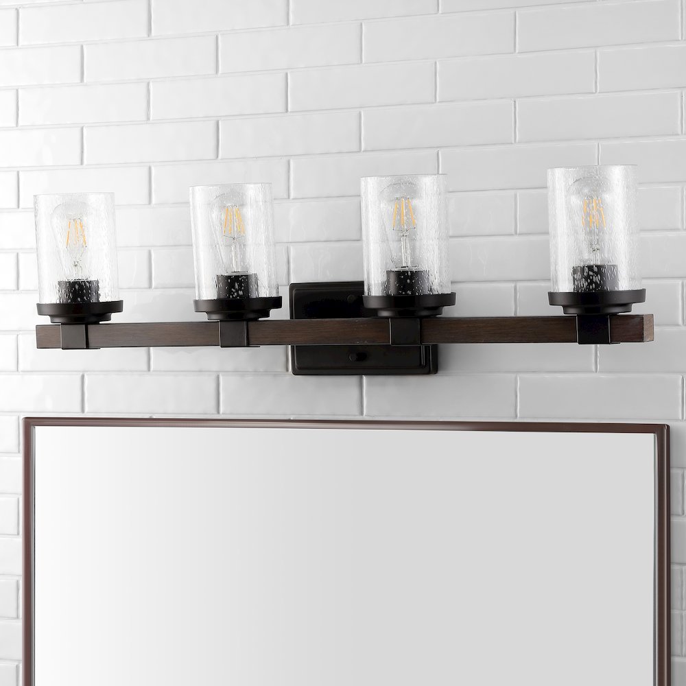 Bungalow Iron/Seeded Glass Rustic Farmhouse Led Vanity Light. Picture 12