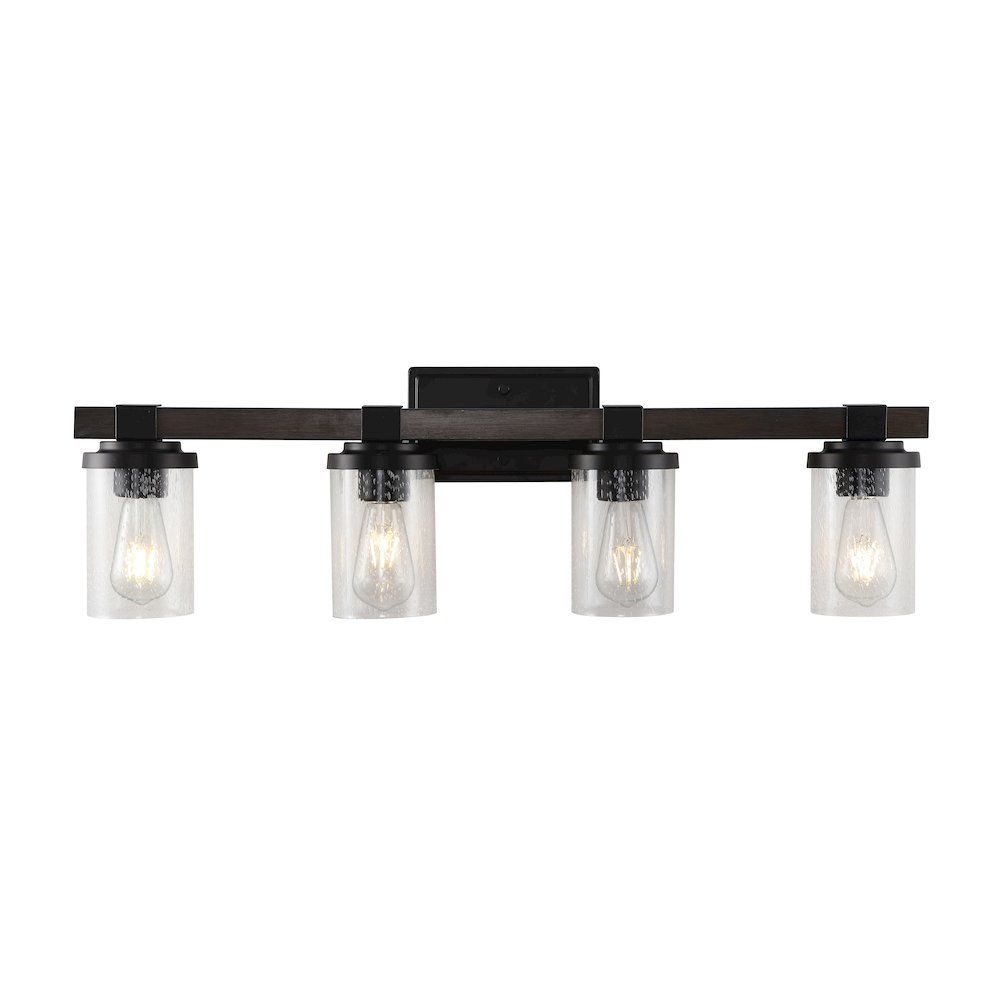 Bungalow Iron/Seeded Glass Rustic Farmhouse Led Vanity Light. Picture 1