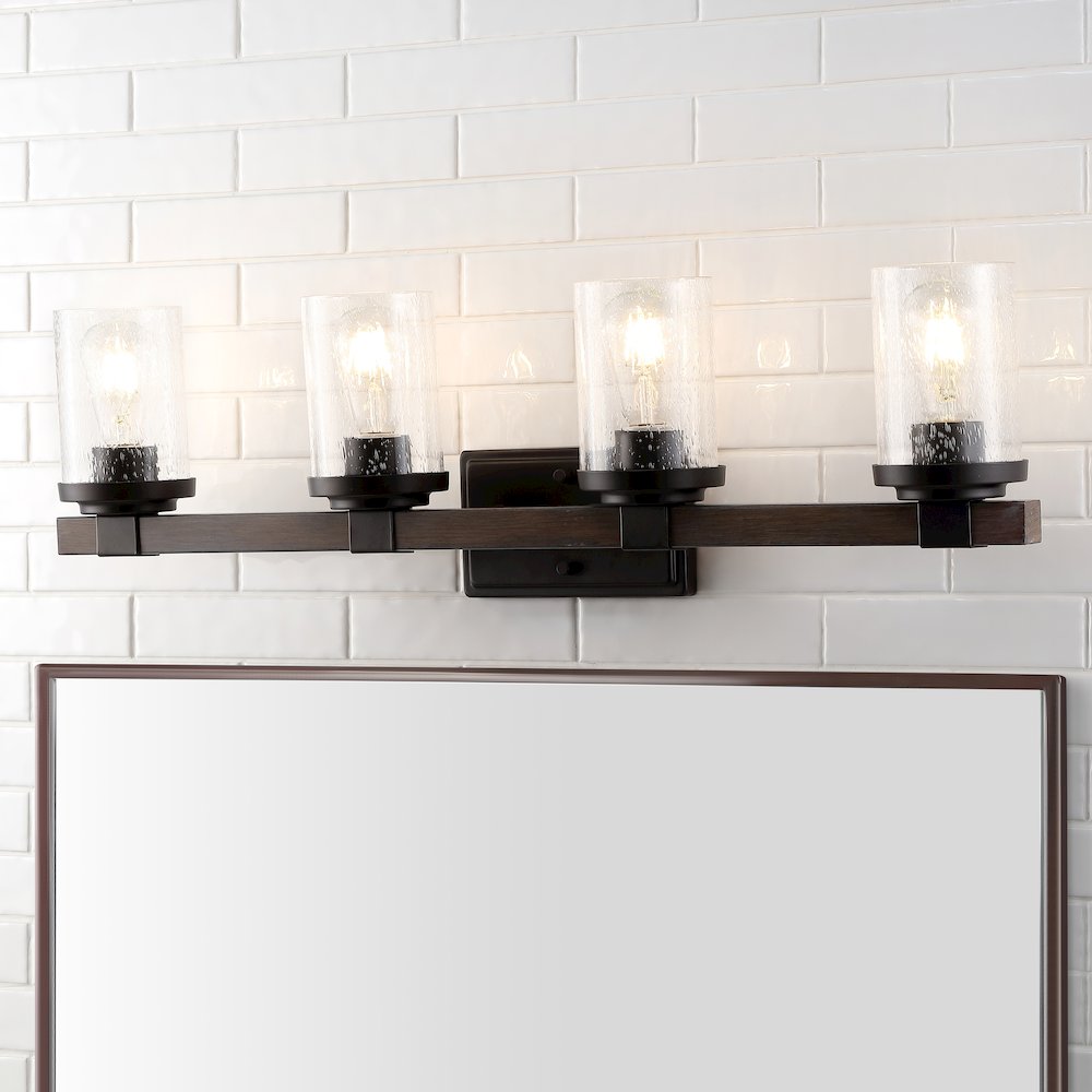 Bungalow Iron/Seeded Glass Rustic Farmhouse Led Vanity Light. Picture 11