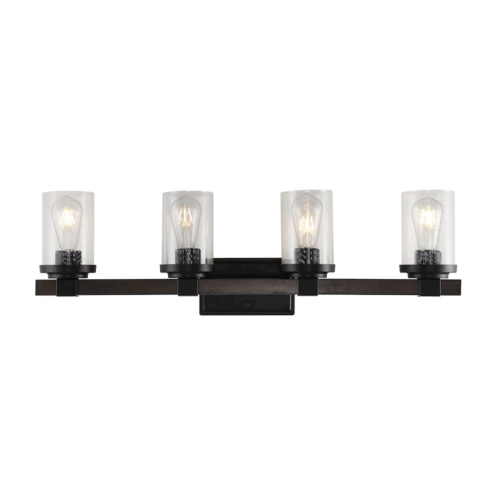 Bungalow Iron/Seeded Glass Rustic Farmhouse Led Vanity Light. Picture 9