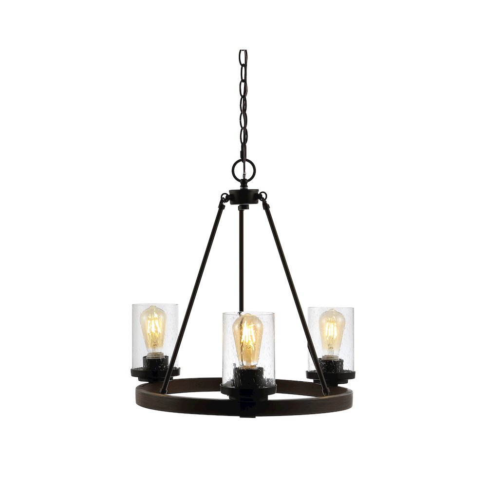 Coronet 3-Light Iron/Seeded Glass Rustic Farmhouse Led Chandelier. Picture 10