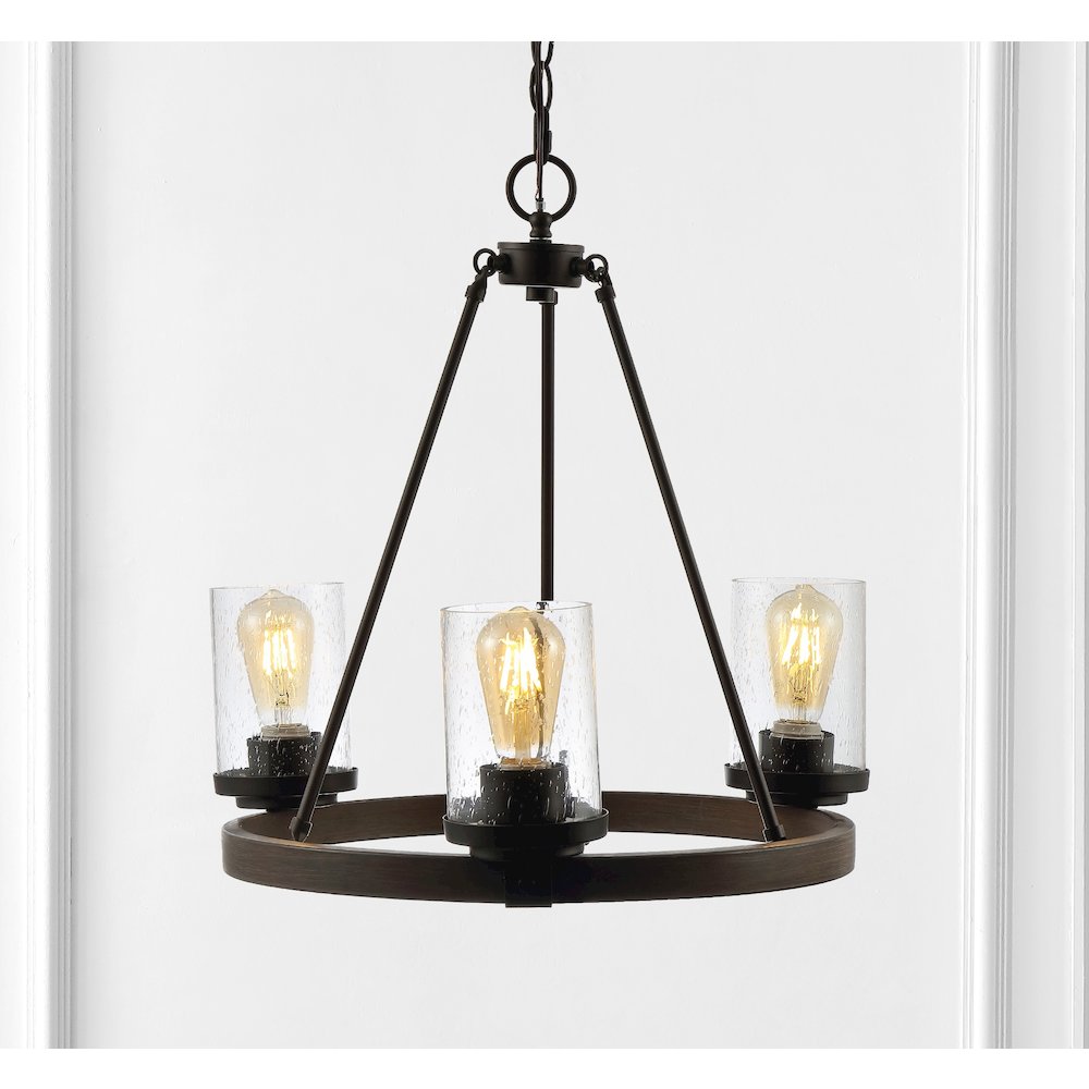 Coronet 3-Light Iron/Seeded Glass Rustic Farmhouse Led Chandelier. Picture 9