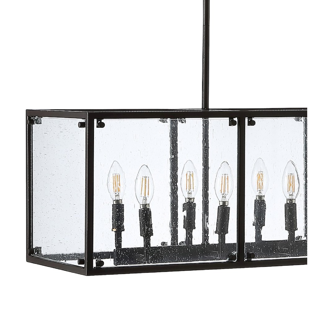 Paysan Linear Adjustable Iron/Seeded Glass Rustic Farmhouse Led Pendant. Picture 3
