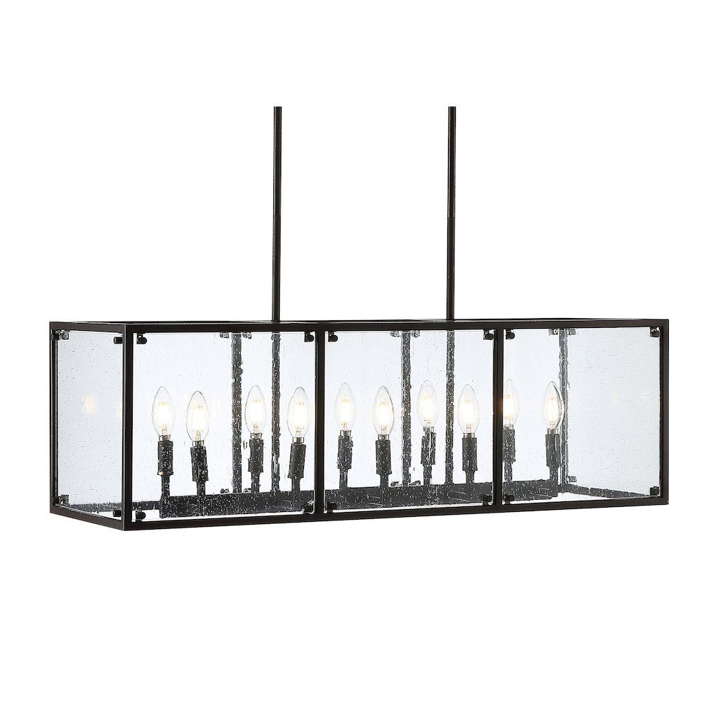 Paysan Linear Adjustable Iron/Seeded Glass Rustic Farmhouse Led Pendant. Picture 11