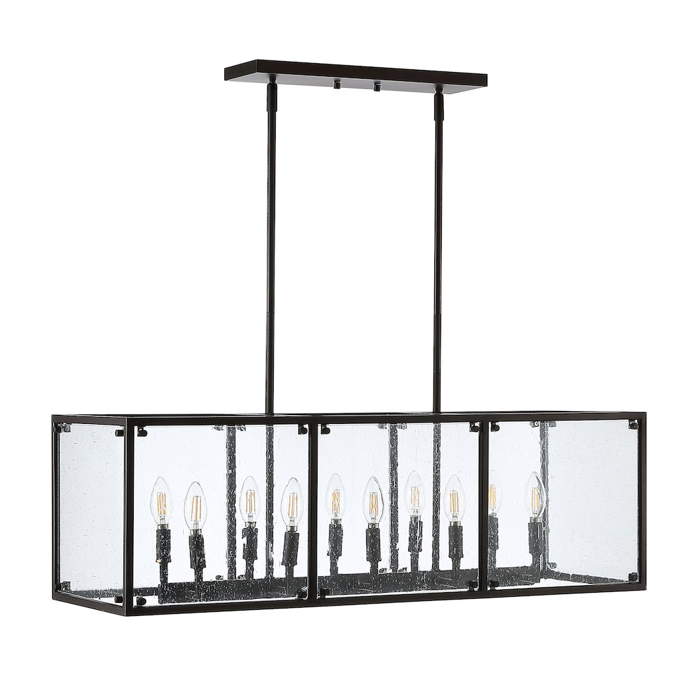 Paysan Linear Adjustable Iron/Seeded Glass Rustic Farmhouse Led Pendant. Picture 2