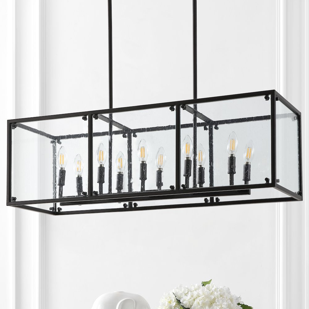 Paysan Linear Adjustable Iron/Seeded Glass Rustic Farmhouse Led Pendant. Picture 8