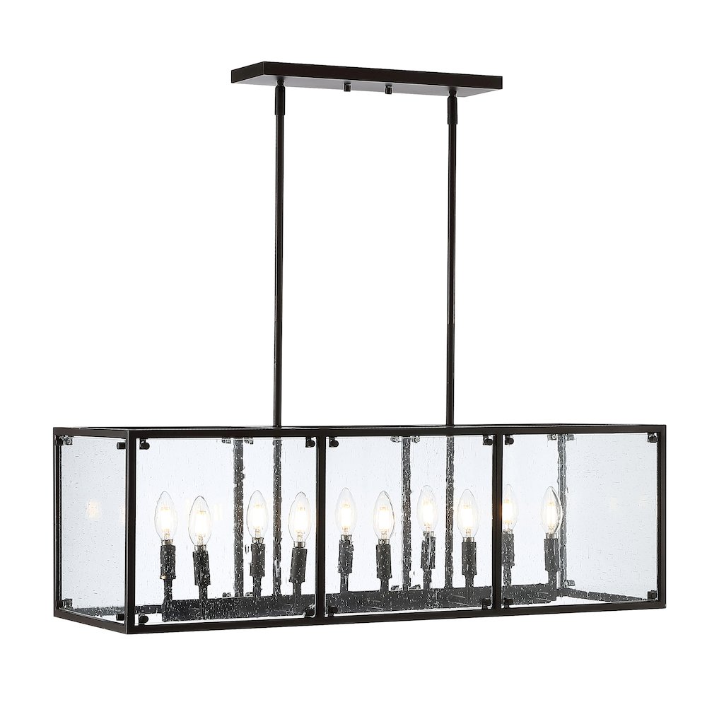Paysan Linear Adjustable Iron/Seeded Glass Rustic Farmhouse Led Pendant. Picture 1