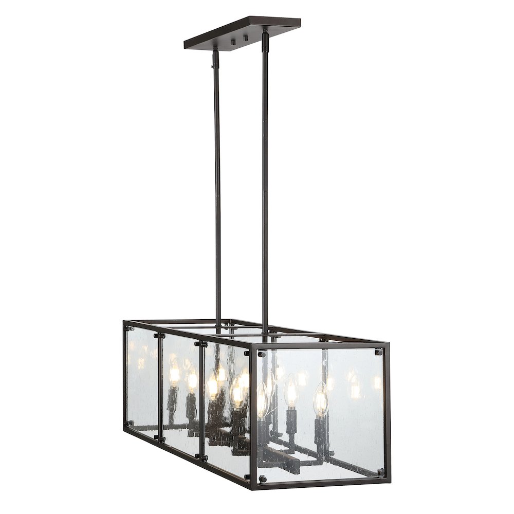Paysan Linear Adjustable Iron/Seeded Glass Rustic Farmhouse Led Pendant. Picture 6