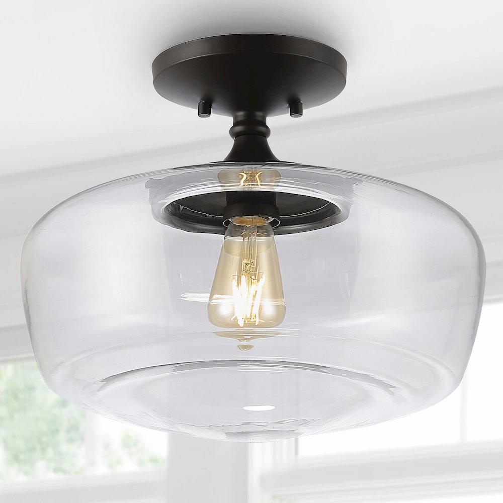 Marfa Glassiron Farmhouse Modern Led Flush Mount. Picture 9