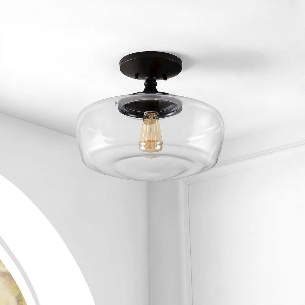 Marfa Glassiron Farmhouse Modern Led Flush Mount. Picture 8