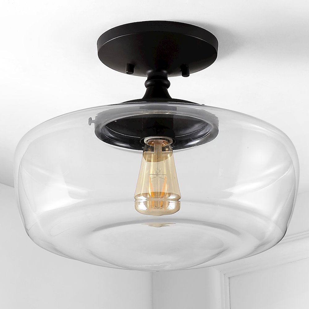 Marfa Glassiron Farmhouse Modern Led Flush Mount. Picture 6
