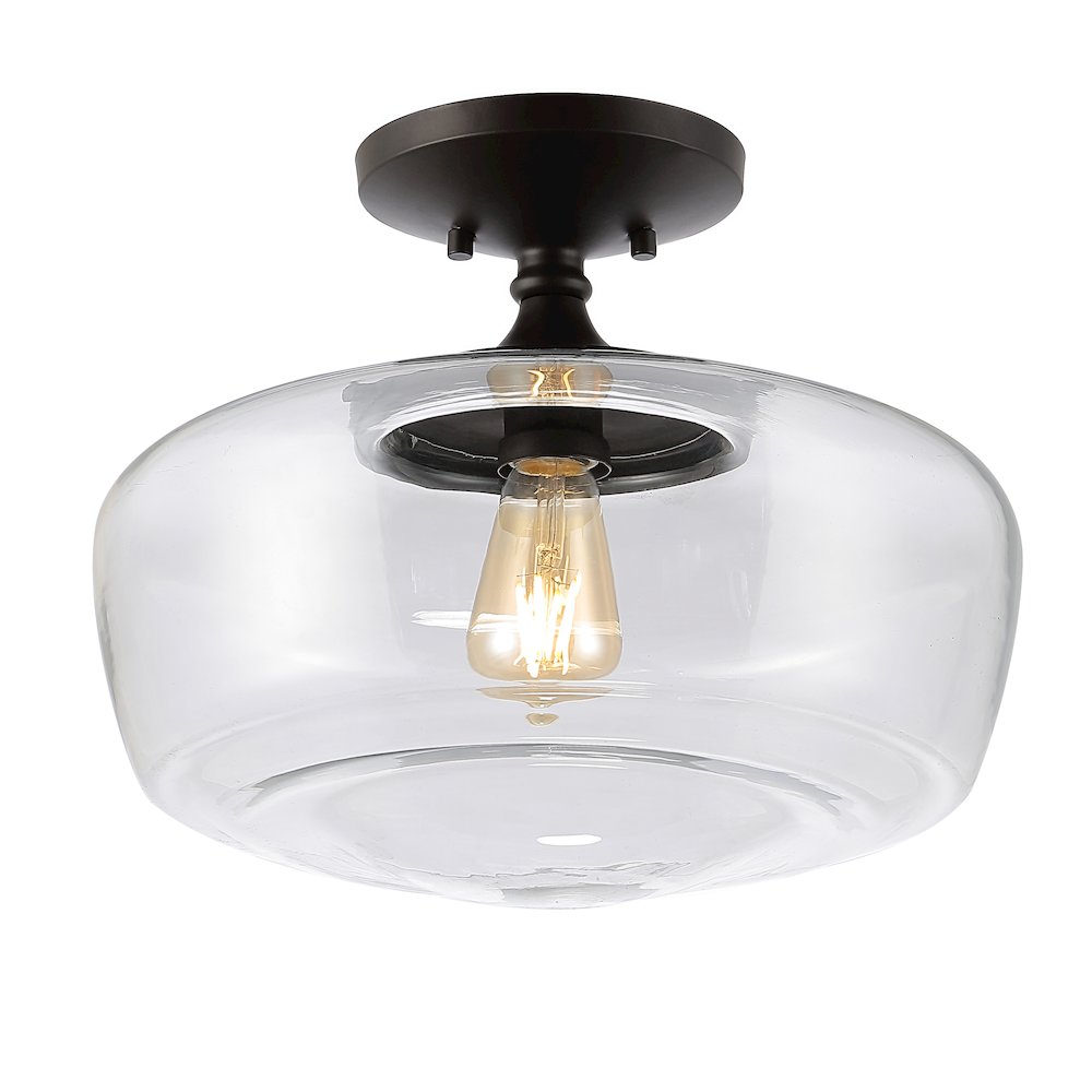 Marfa Glassiron Farmhouse Modern Led Flush Mount. Picture 1