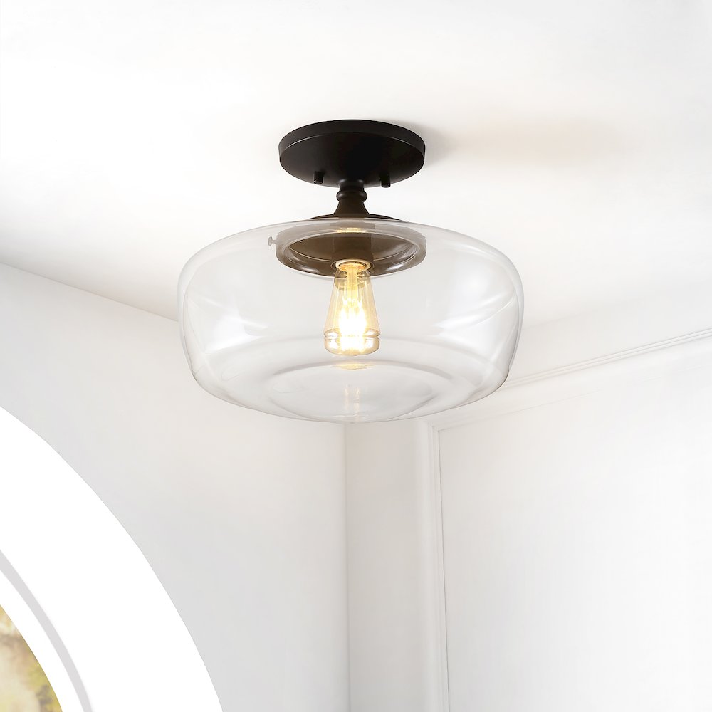 Marfa Glassiron Farmhouse Modern Led Flush Mount. Picture 7