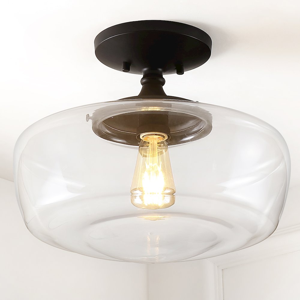Marfa Glassiron Farmhouse Modern Led Flush Mount. Picture 5