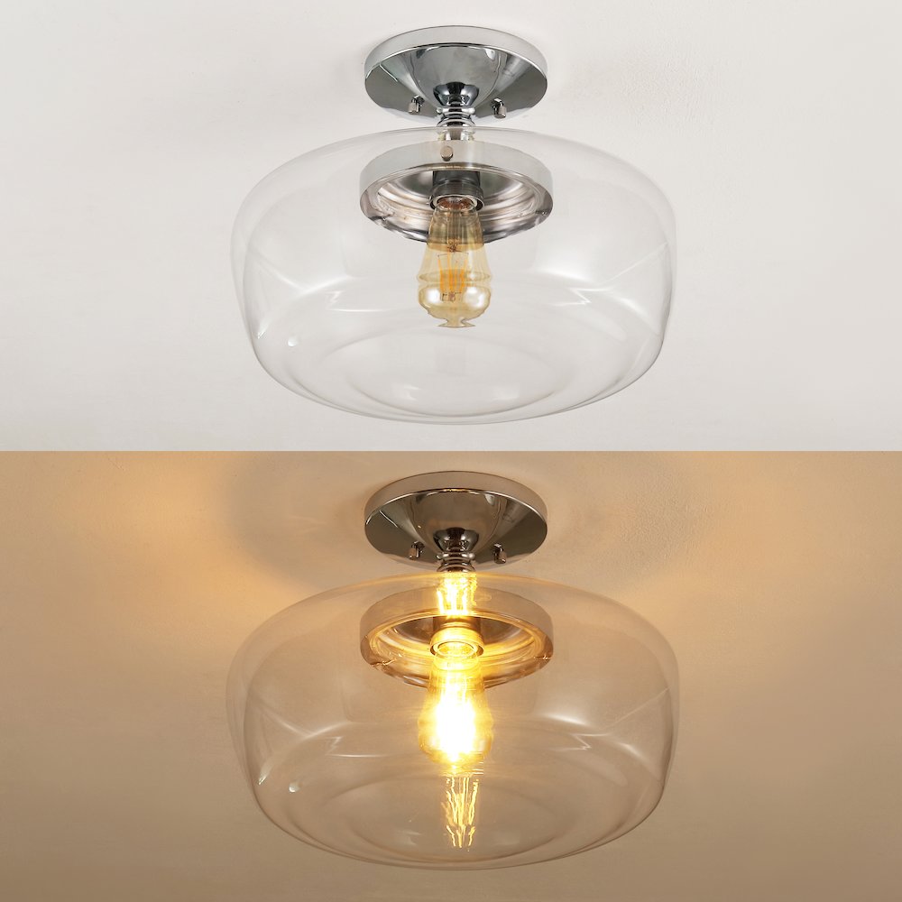 Marfa  Glass/Iron Farmhouse Modern Led Flush Mount. Picture 5