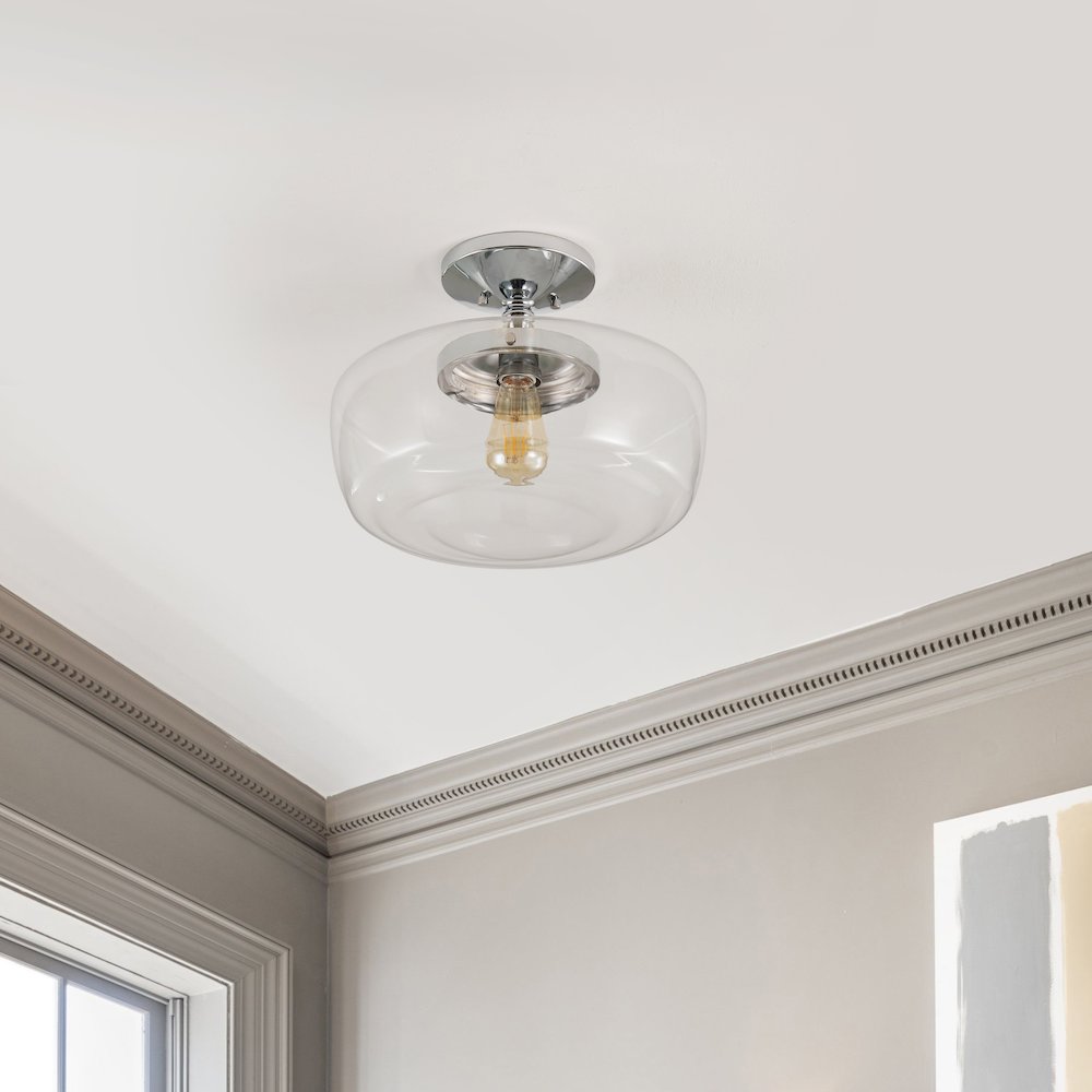 Marfa  Glass/Iron Farmhouse Modern Led Flush Mount. Picture 7