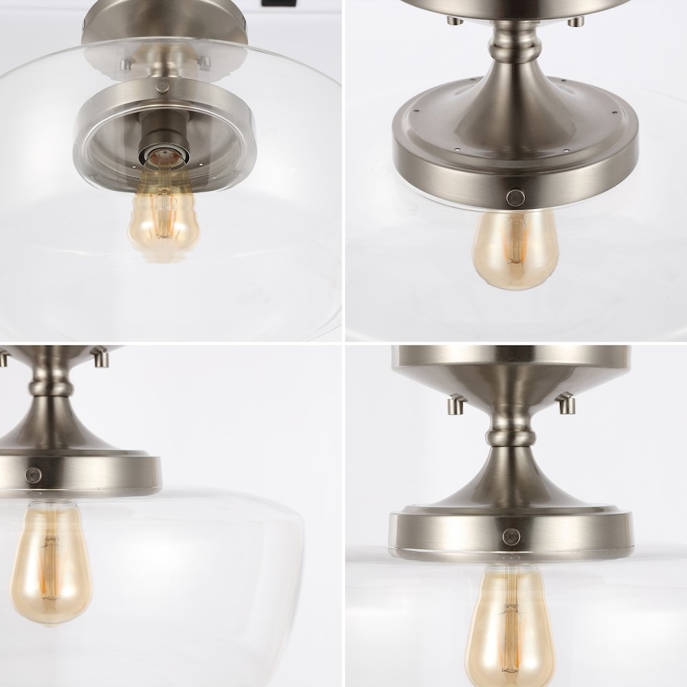 Marfa Glass/Iron Farmhouse Modern Led Flush Mount. Picture 4