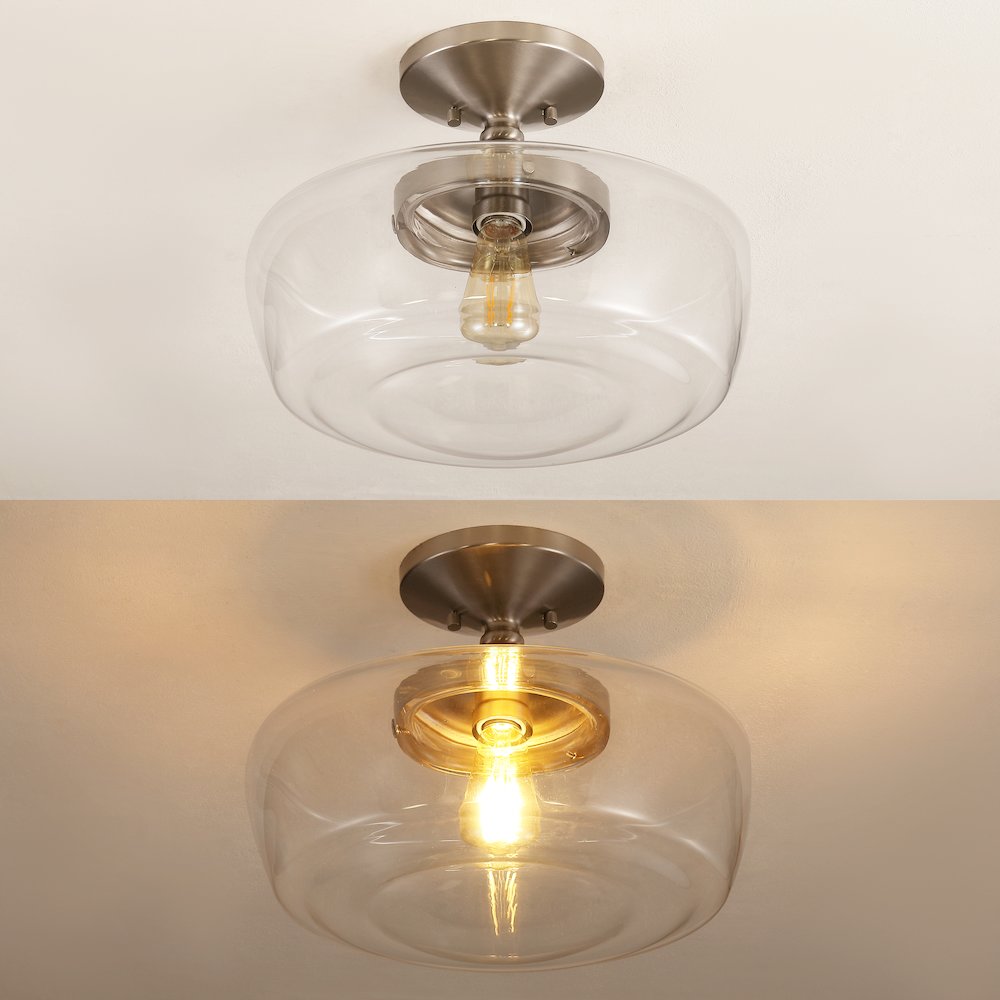 Marfa Glass/Iron Farmhouse Modern Led Flush Mount. Picture 5