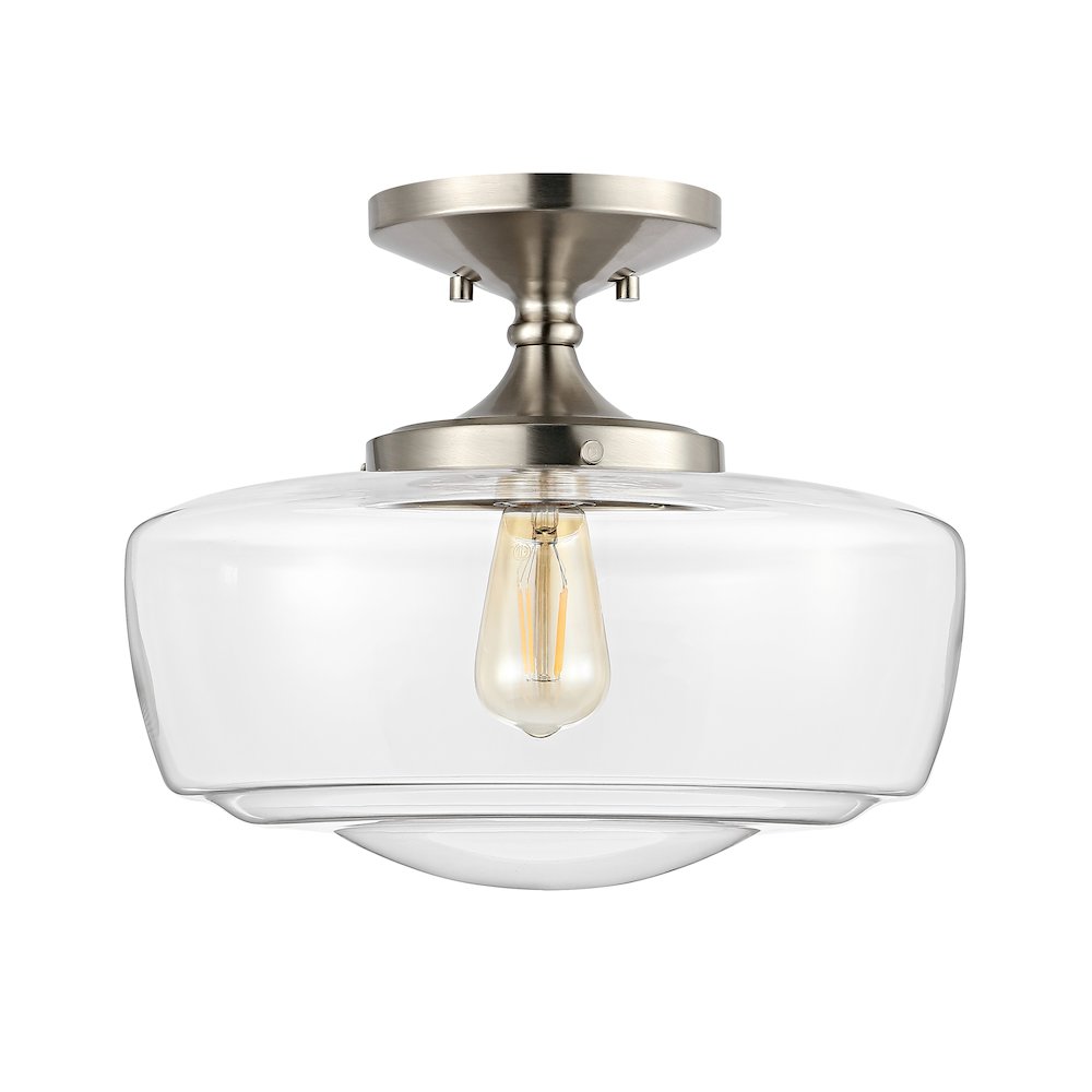 Marfa Glass/Iron Farmhouse Modern Led Flush Mount. Picture 3