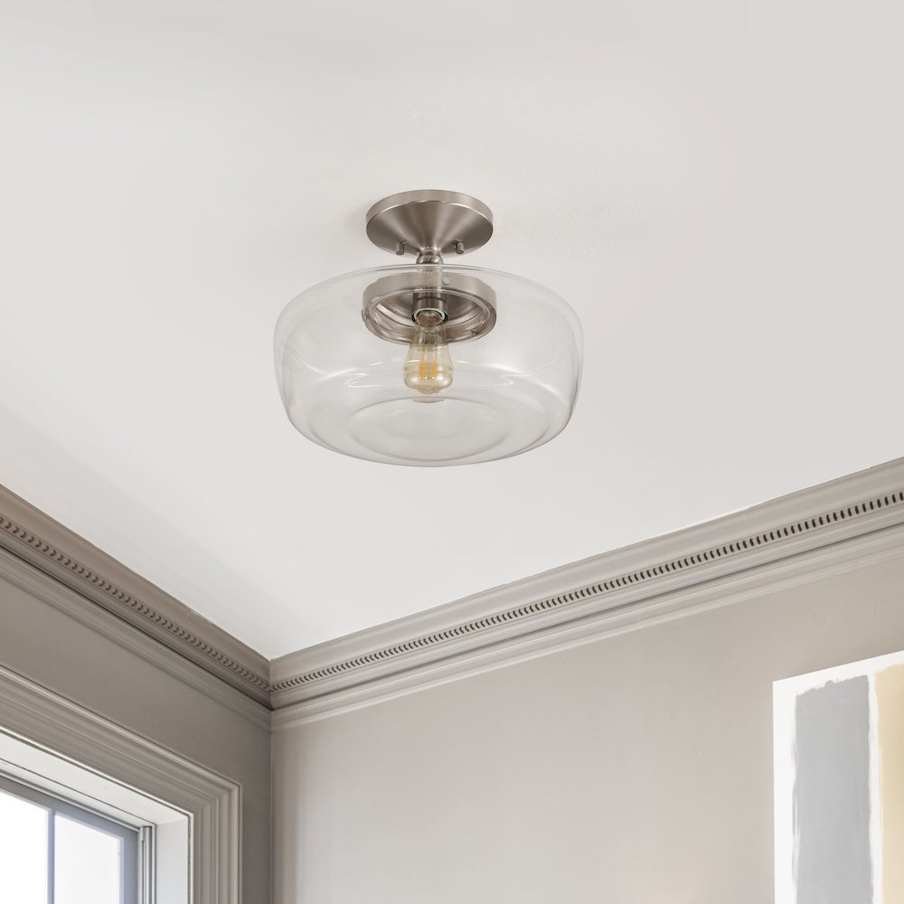 Marfa Glass/Iron Farmhouse Modern Led Flush Mount. Picture 7
