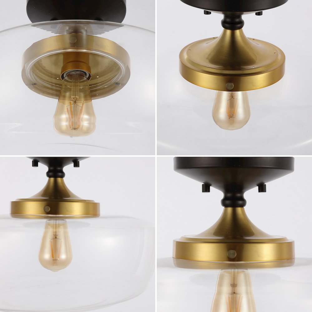 Marfa Glass/Iron Farmhouse Modern Led Flush Mount. Picture 4