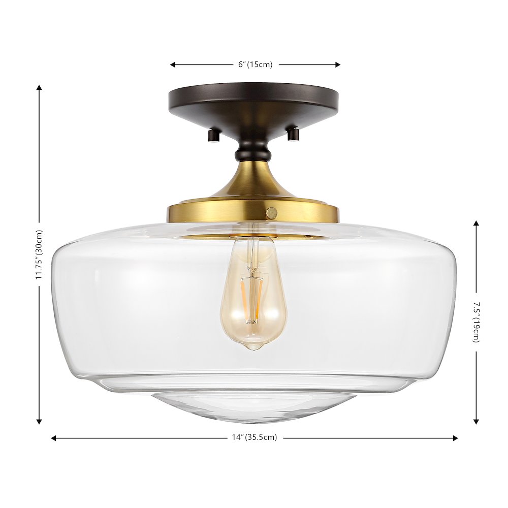 Marfa Glass/Iron Farmhouse Modern Led Flush Mount. Picture 8